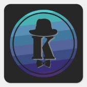 Blue Ombre Name Initiaal Monogram voor mannen Vierkante Sticker (Voorkant)