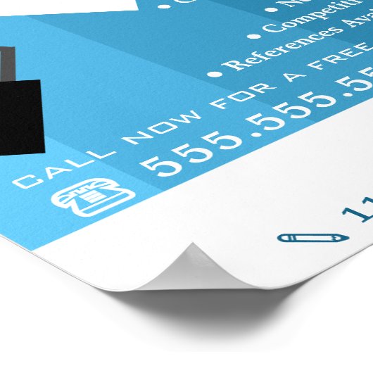 Blue Ombre & Paint Roller, Painter & Decorator Poster (Hoek)