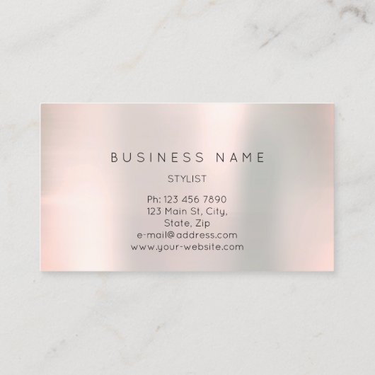 Blue Ombre Parly Abstract Minimal Smoky Metallic Visitekaartje (Achterkant)