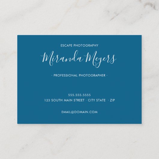 Blue Ombre Photo Collage Fotograaf Business Car Visitekaartje (Achterkant)