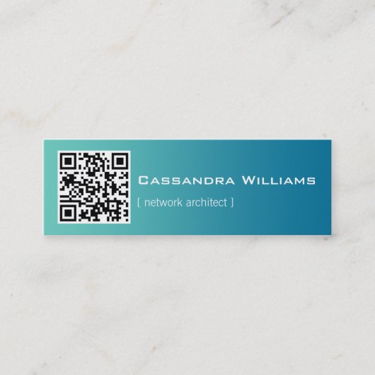 Blue Ombre QR CODE Mini Visitekaartjes (Voorkant)