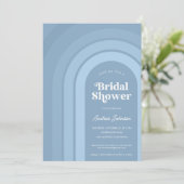 Blue Ombre Retro Script Boho Rainbow Vrijgezellenf Kaart (Staand voorkant)