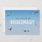 Blue Ombre Seagulls Coastal Bridesmaid Voorstel Kaart (Voorkant)