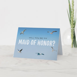 Blue Ombre Seagulls Coastal Maid of Honor Kaart