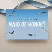 Blue Ombre Seagulls Coastal Maid of Honor Kaart