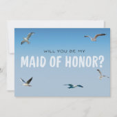 Blue Ombre Seagulls Coastal Maid of Honor Kaart (Voorkant)