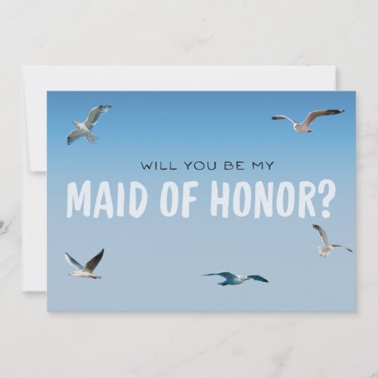Blue Ombre Seagulls Coastal Maid of Honor Kaart (Voorkant)