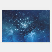 Blue Ombre Sparkly Stars Celestial Mix Inpakpapier Vel (Voorkant 2)