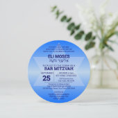 Blue Ombre ster van David Hebreeuws Naam Bar Mitzv Kaart (Staand voorkant)