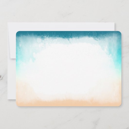 Blue ombre strand bruiloft uitnodiging (Achterkant)