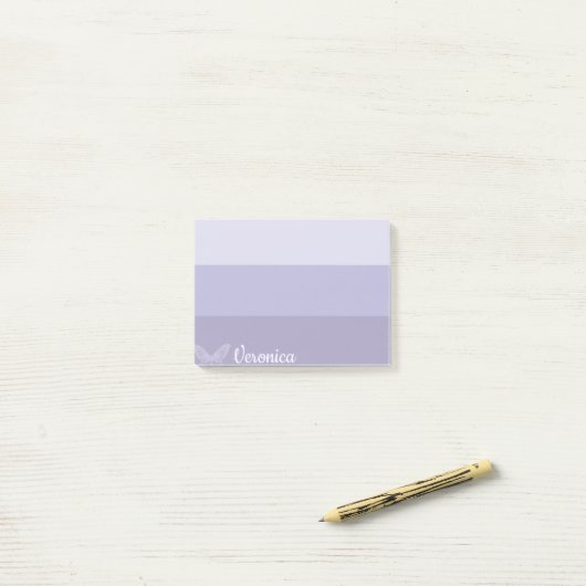 Blue Ombre Striped Butterfly Personalized Post-it® Notes (Op bureau)