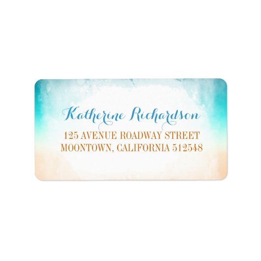 Blue Ombre Vanille Bruiloft adresetiketten Etiket (Voorkant)