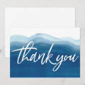 Blue Ombre Waterverf bedankje Bedankkaart (Voorkant / Achterkant)