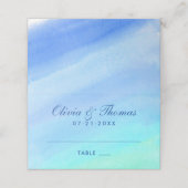 Blue Ombre Waterverf Custom Wedding Monogram Plaatskaartje (Buitenkant ongevouwen)