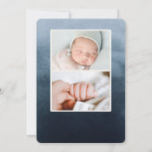 Blue Ombre Waterverf Foto geboorteaankondiging Kaart (Achterkant)
