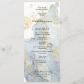 Blue Ombre Waterverf Goud Bruin Script Bruiloft Programmakaart (Achterkant)