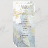 Blue Ombre Waterverf Goud Bruin Script Bruiloft Programmakaart (Voorkant / Achterkant)