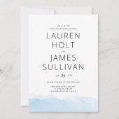 Blue Ombre Waterverf huwelijksuitnodiging Kaart (Voorkant)