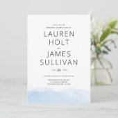 Blue Ombre Waterverf huwelijksuitnodiging Kaart (Staand voorkant)