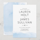 Blue Ombre Waterverf huwelijksuitnodiging Kaart (Voorkant / Achterkant)