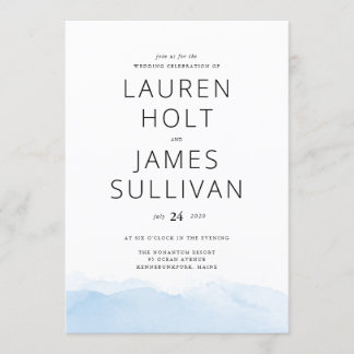 Blue Ombre Waterverf huwelijksuitnodiging Kaart