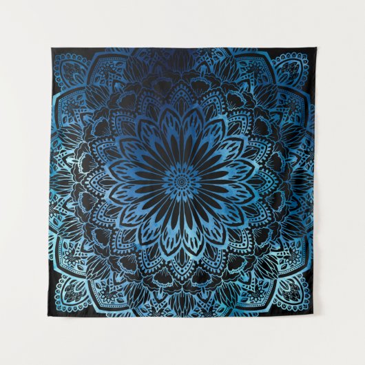 Blue Ombre Waterverf Mandala Wandkleed (Voorkant (horizontaal))