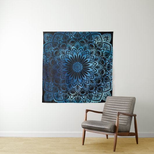 Blue Ombre Waterverf Mandala Wandkleed (In situ)