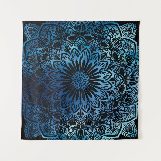 Blue Ombre Waterverf Mandala Wandkleed (Voorkant)