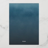 Blue Ombre Waterverf Minimalist Wedding Gold Folie Uitnodiging (Achterkant)