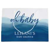 Blue Ombre Waterverf OH Baby shower Groot Cadeauzakje (Voorkant)