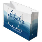 Blue Ombre Waterverf OH Baby shower Groot Cadeauzakje (Voorkant Gekanteld)