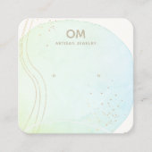 Blue Ombre Waterverf Stud Earring Display Holder B Vierkante Visitekaartje (Voorkant)