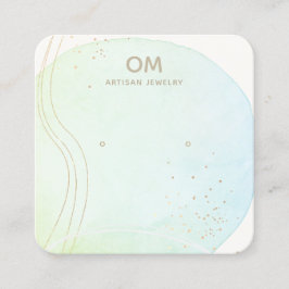 Blue Ombre Waterverf Stud Earring Display Holder B Vierkante Visitekaartje