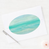 Blue Ombre Waterverf Wash Patroon Ovale Sticker (Envelop)