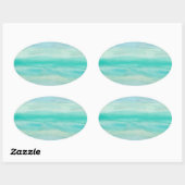 Blue Ombre Waterverf Wash Patroon Ovale Sticker (Vel)