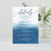 Blue Ombre Waterverf Wave Hand-belettering Details Informatiekaartje (Staand voorkant)