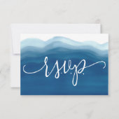Blue Ombre Waterverf Wave Hand-belettering RSVP Kaartje (Achterkant)