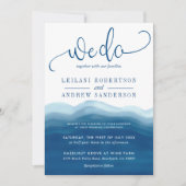 Blue Ombre Waterverf Wave We Doen Bruiloft Kaart (Voorkant)