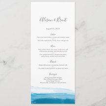 Blue Ombre waterverf Wedding Menu of Program Card