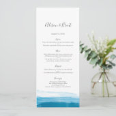 Blue Ombre waterverf Wedding Menu of Program Card (Staand voorkant)