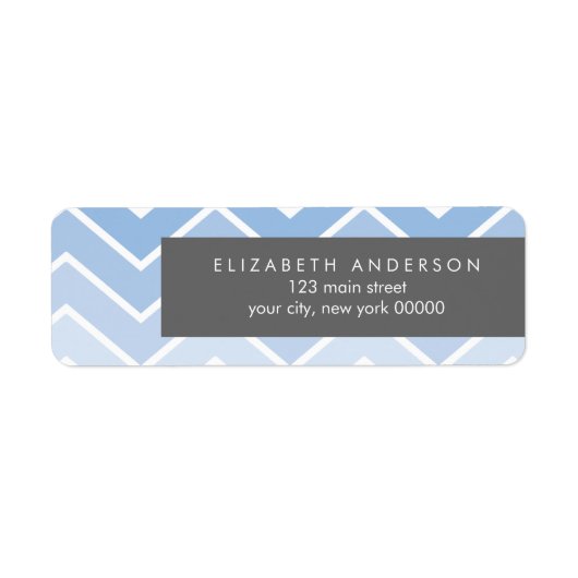 Blue Ombre Zig Zag Chevron Pattern Etiket (Voorkant)