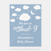 Blue On Cloud 9 Baby shower Welkom Acryl Bord (Voorkant)