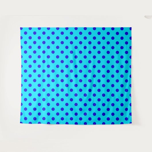 Blue On Cyan Polka Dots Pattern Design Wandkleed (Voorkant (horizontaal))