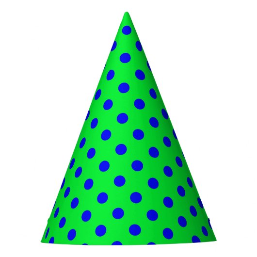 Blue On Green Polka Dots Pattern Design Feesthoedjes (Voorkant)