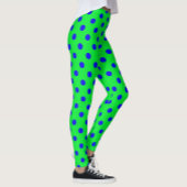 Blue On Green Polka Dots Pattern Design Leggings