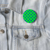 Blue On Green Polka Dots Pattern Design  Ronde Button 5,7 Cm (In situ)