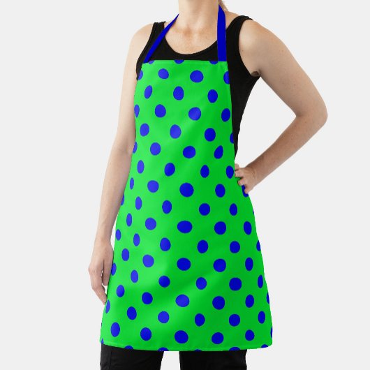 Blue On Green Polka Dots Pattern Design Schort