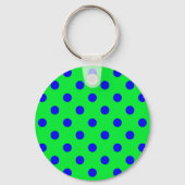 Blue On Green Polka Dots Pattern Design Sleutelhanger (Achterkant)