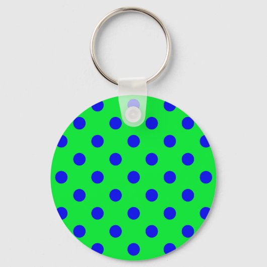 Blue On Green Polka Dots Pattern Design Sleutelhanger (Achterkant)