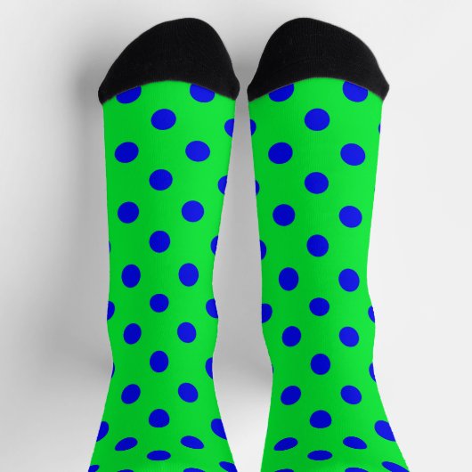 Blue On Green Polka Dots Pattern Design  Sokken (Top)